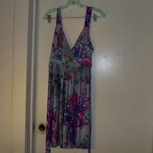 Charlotte Russe Larger Scale Floral Tie Back Slinky Dress Sz L